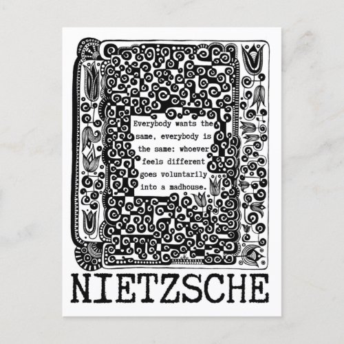 sheep and MADHOUSE philosophy quote by Nietzsche  Postcard