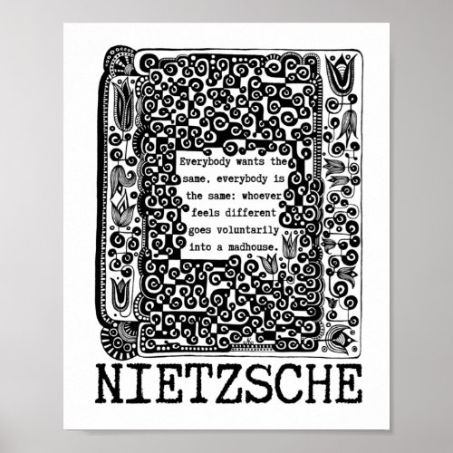 sheep and MADHOUSE philosophy quote by Nietzsche Poster