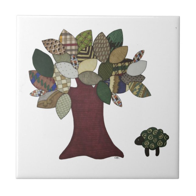 Sheep and Tree Tile (Front)