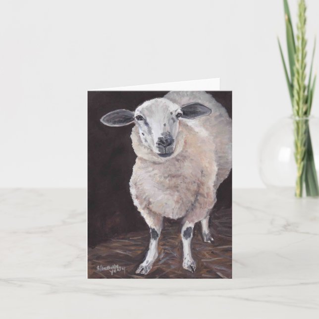 Sheep Animal Art Note Card (Front)