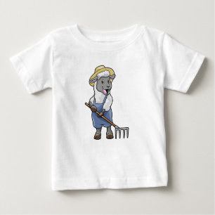 Sheep as Farmer with Rake & Hat Baby T-Shirt
