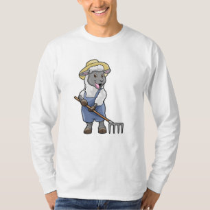 Sheep as Farmer with Rake & Hat T-Shirt