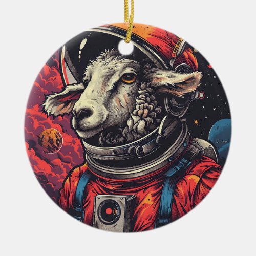 Sheep Astronauts Ceramic Ornament