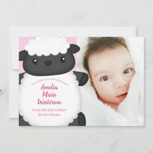 Sheep Baby Announcement Pink