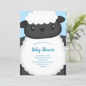 Sheep Baby Shower Blue Invitation (Standing Front)