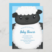 Sheep Baby Shower Blue Invitation (Front/Back)