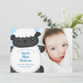 Sheep Baby Shower Blue Invitation (Standing Front)