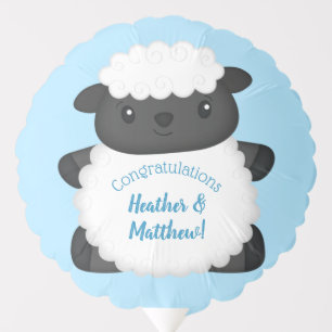 Sheep Baby Shower Farm Blue Boy Balloon