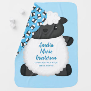 Sheep Baby Shower Farm Blue Boy Blanket
