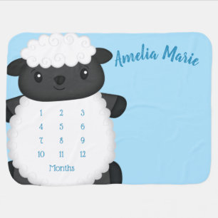 Sheep Baby Shower Farm Blue Boy Blanket