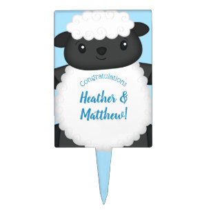 Sheep Baby Shower Farm Blue Boy Cake Topper