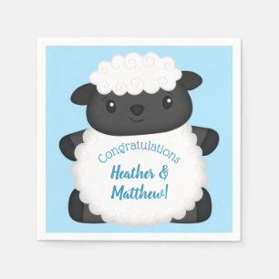 Sheep Baby Shower Farm Blue Boy Napkins