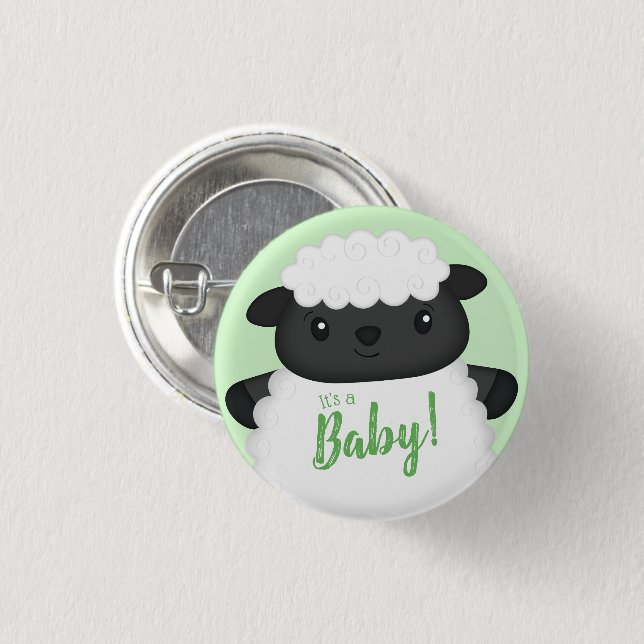 Sheep Baby Shower Farm Button (Front & Back)