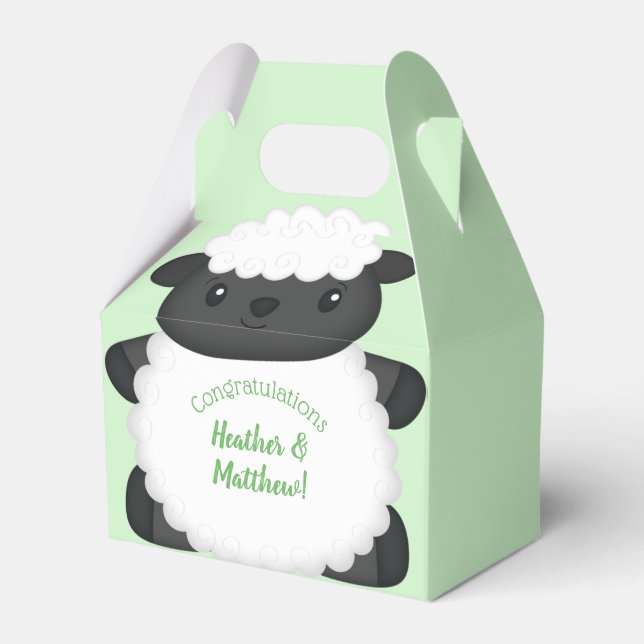 Sheep Baby Shower Farm Favor Boxes (Front Side)