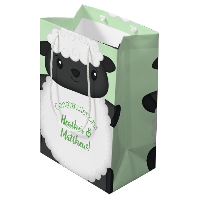 Sheep Baby Shower Farm Medium Gift Bag (Back Angled)