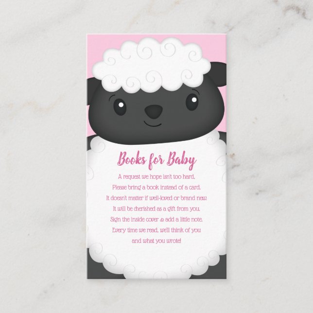 Sheep Baby Shower Farm Pink Girl Enclosure Card (Front)