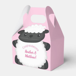 Sheep Baby Shower Farm Pink Girl Favor Boxes