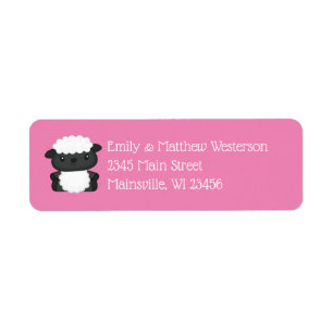 Sheep Baby Shower Farm Pink Girl Label