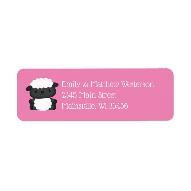 Sheep Baby Shower Farm Pink Girl Label (Front)