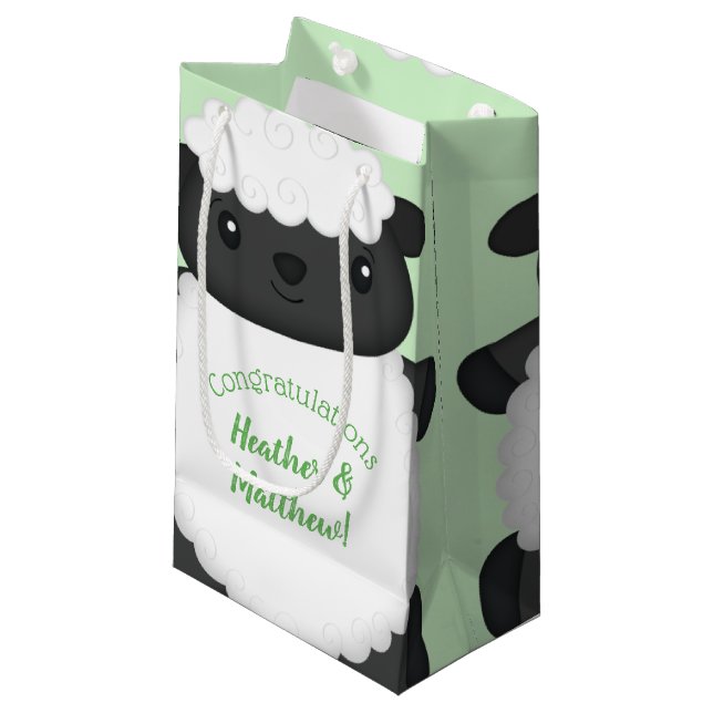 Sheep Baby Shower Farm Small Gift Bag (Front Angled)