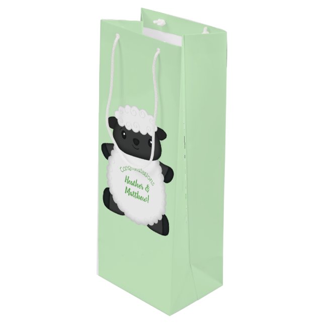 Sheep Baby Shower Farm Wine Gift Bag (Front Angled)