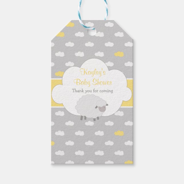 Sheep Baby Shower Gift Tags (Personalized) (Front)
