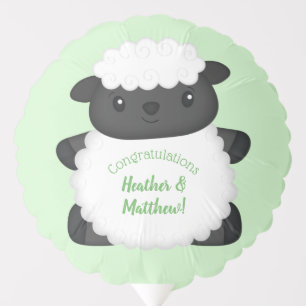 Sheep Baby Shower Green Balloon
