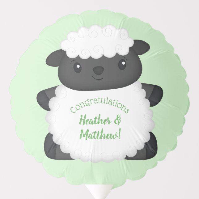 Sheep Baby Shower Green Balloon (Front)
