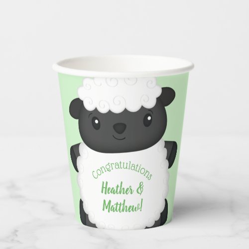 Sheep Baby Shower Green Paper Cups