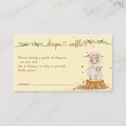 Sheep Baby Shower New Mommy Diaper Raffle Enclosure Card