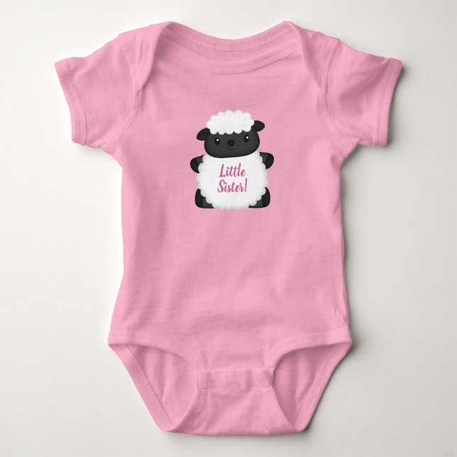 Sheep Baby Shower Pink Baby Bodysuit (Front)