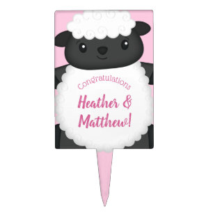 Sheep Baby Shower Pink Cake Topper