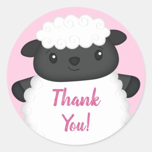 Sheep Baby Shower Pink Classic Round Sticker