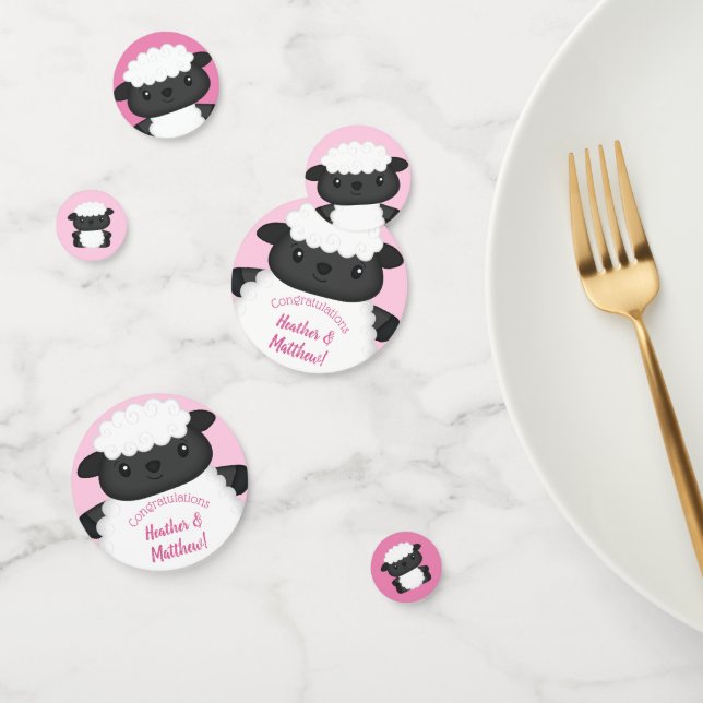 Sheep Baby Shower Pink Confetti (Group)