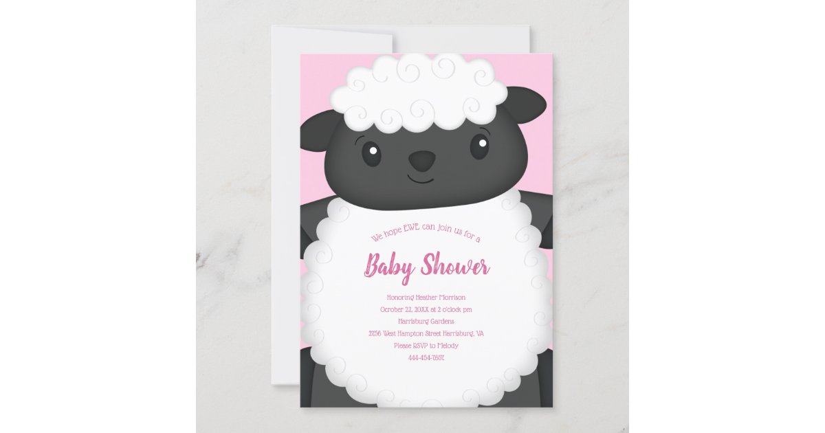 Sheep Baby Shower Pink Invitation Zazzle