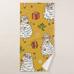 sheep background vintage bath towel