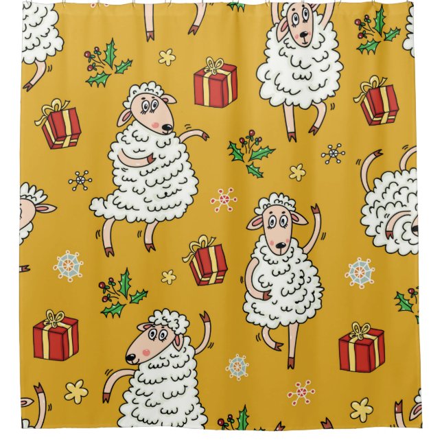 sheep background vintage shower curtain (Front)