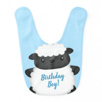 Sheep Birthday Party Blue Baby Bib
