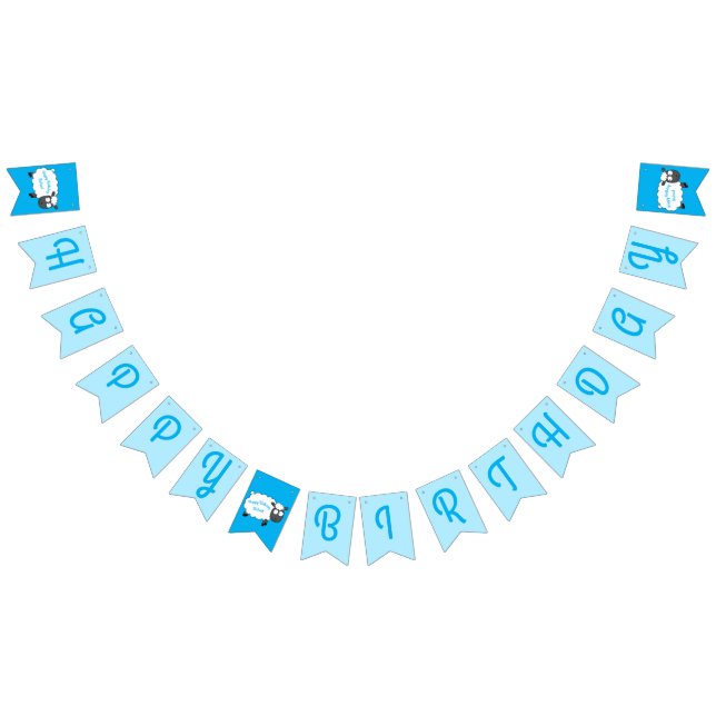 Sheep Birthday Party Cute Cartoon Bunting Flags (All)
