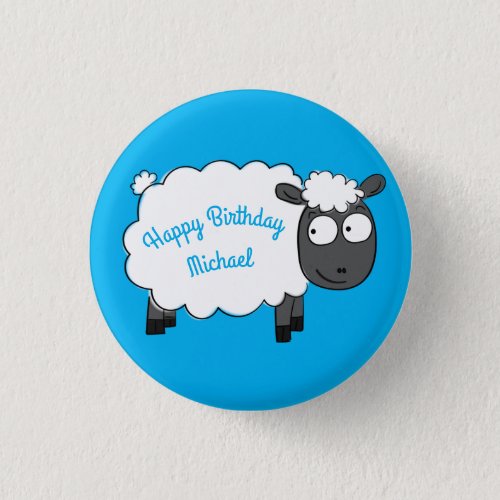 Sheep Birthday Party Cute Cartoon Button