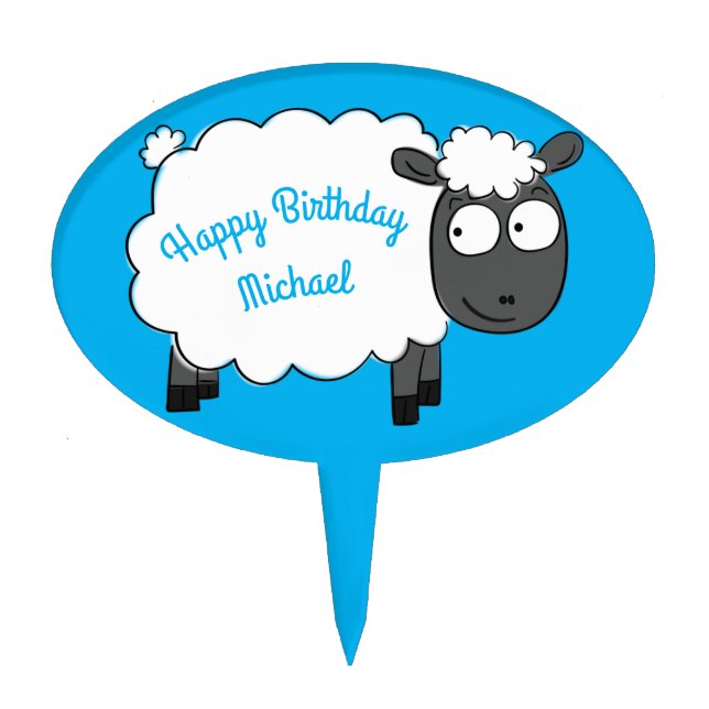 Sheep Birthday Party Cute Cartoon Cake Topper (Front)
