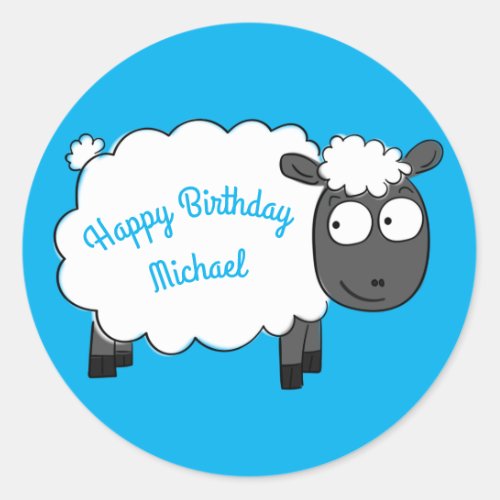 Sheep Birthday Party Cute Cartoon Classic Round Sticker