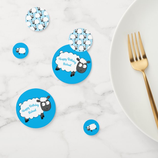 Sheep Birthday Party Cute Cartoon Confetti (Group)