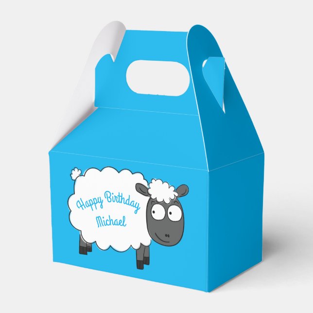 Sheep Birthday Party Cute Cartoon Favor Boxes (Back Side)