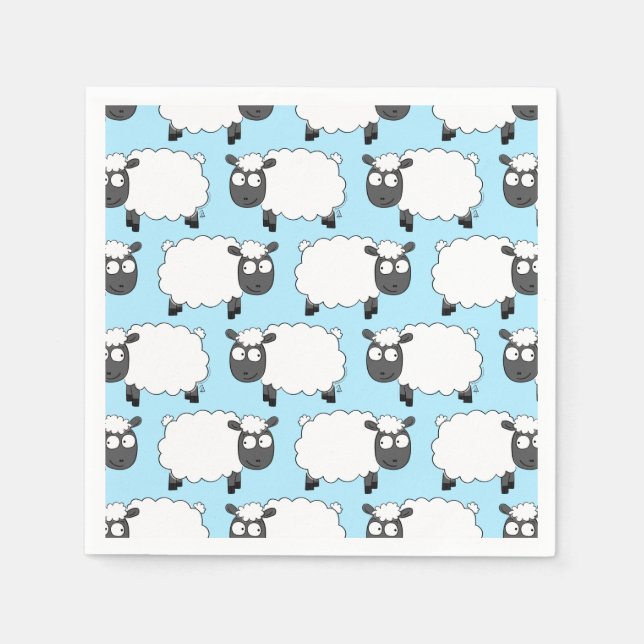 Sheep Birthday Party Cute Cartoon  Napkins (Front)