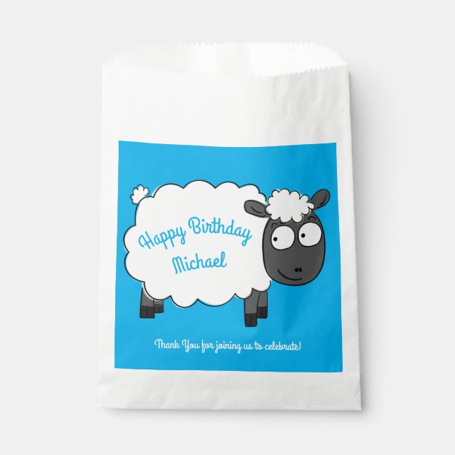 Sheep Birthday Party Favor Bag (Front)