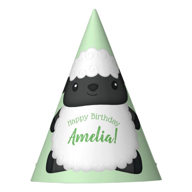 Sheep Birthday Party Green Hat (Front)