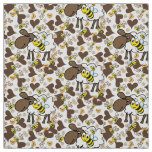 Sheep Brown Hearts Bumblebee Fabric