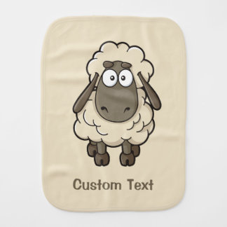 Sheep Cartoon Beige Baby Burp Cloth