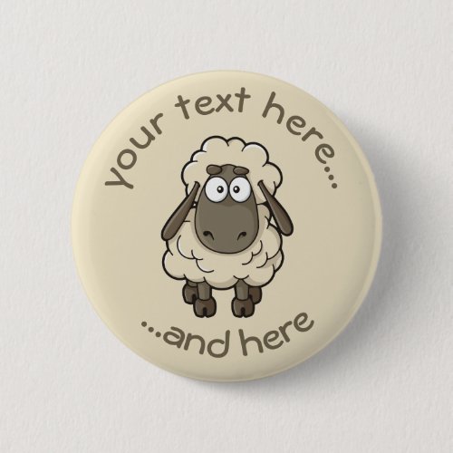 Sheep Cartoon Beige Button